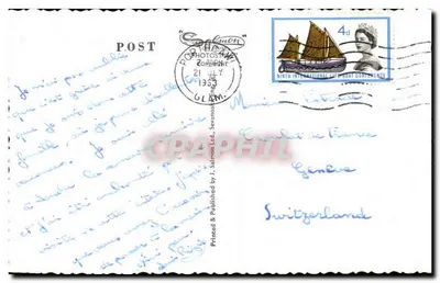 La Terraza, Porthcawl — vista de la promenade con hotel Lamarck y autobús — J. Salmon Ltd. n° 23176 — Reverso