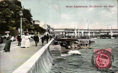 West Esplanade, Southend-on-Sea — vista do cais e dos barcos — editor A. 06509
