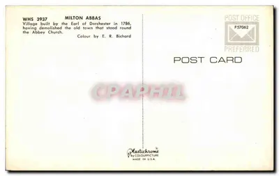 Milton Abbas — wieś zbudowana w 1786 roku przez hrabiego Dorchester — Plastichrome — Rewers