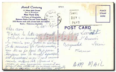 Hotel Century — 16th Street at 6th Avenue — New York City — Rückseite