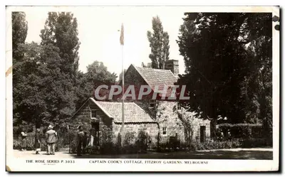 Dom kapitana Cooka, Fitzroy Gardens, Melbourne — seria The Rose P.3033 — wydane przez firmę Rose Stereograph Co., Armadale, Victoria
