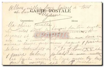 Bilhete postal antigo Os Amantes de Chez Nós Humor Ilustrador Lestin — Verso