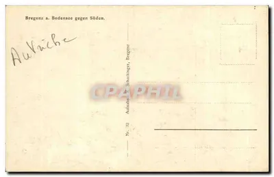 Bregenz a. Bodensee naar het zuiden — luchtfoto — Schuchinger, nr. 32 — Achterkant