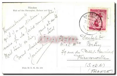 Munique — Marienplatz, Rathaus e Dom — Foto M.S.M. Nr. 194 — Verso