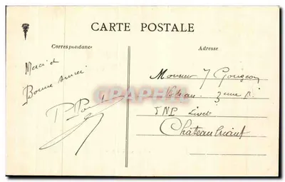 Carta postal caricatura — O Camponês e o Chefe de Estação — editor: Arnaud-Néaûs, Nantes — Verso