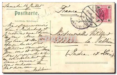 Bregenz no Lago de Constança — Igreja Paroquial e Cadeia de Alpes — Gravura do J. G. — Verso