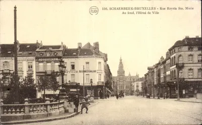 Schaerbeek-Bruxelas - Rue Royale Ste. Marie - Hotel de Ville em segundo plano — Editor Flion, n° 116