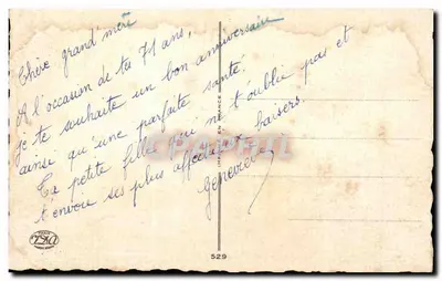 Anémonas coloridas — Carta de aniversário — Impressora Parisiense n°529 — Verso