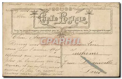 Iris — composição floral com paisagem — G. Vié Fot. n°3866, Croissant, Paris — Verso