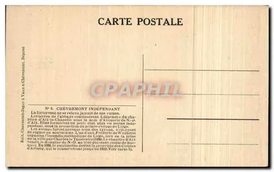 Vaux-sous-Chèvremont — A Montanha de Chèvremont e a Vesdre — Ed. Charmont-Jeger & Vaux-s-Chèvremont, n°6 — Verso
