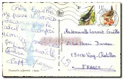 Igreja de Florenville — Florenville s/Semois — Editor: Ch. Jacob, Florenville s/Semois — Verso