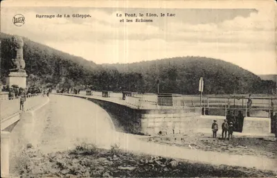 Bilhete postal antigo Rarrage de la Glleppe Le Pont le Lion le Lac et les ecluses