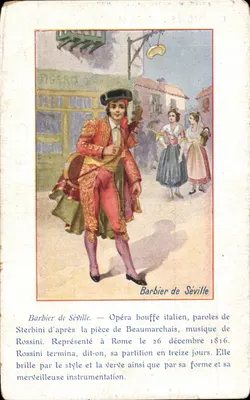 Bilhete postal antigo Barbier de Seville Opera Bouffe Italien