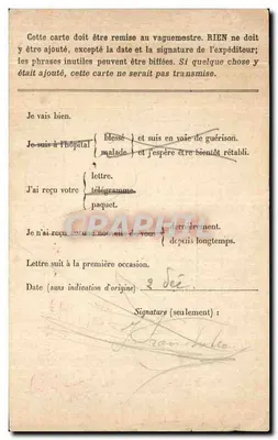 Correspondência das Forças da República — Carta em Franchisa — 11º Corpo, 24º Esquadrão — Verso