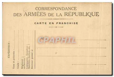 Kwatera żołnierza — Korespondencja armii Republiki — Karta w zwolnieniu — datowana 12 stycznia 1918 — Rewers