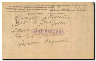 Corrispondenza delle Armate della Repubblica — Cartolina in franchigia — 9 maggio 1917 — Thionville — Verso