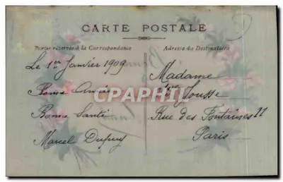 Vintage Postcard Fantaisie Fleur — Back