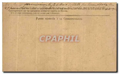 Korespondencja Armii Republiki — Karta w zwolnieniu — Model nr 1 — S.P. 182 — Rewers