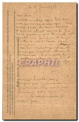 Correspondence der Armées der Republik — Freikarte — datiert 29. Juni 1916 — Rückseite