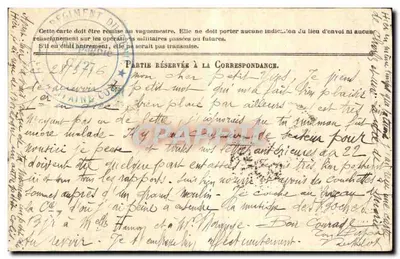 Korrespondenz der Armee der Republik — Militärkarte — 1. Ingenieurregiment — Kompanie C — Hauptmann Comte — Rückseite