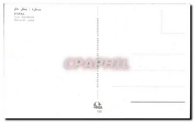 Biskra — Vista Geral — Editada pela Agência de Turismo Argelina, n°102 — Verso