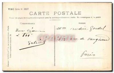 Arranjo de gládios — VBC Série N° 3237 — Editor VBC, Paris — Verso