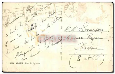 Bilhete postal antigo Argélia Argel Rua do Sfinge Mulheres Folclore Traje — Verso
