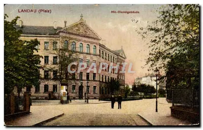 Bilhete postal antigo Landau Pfaiz Mil Dienstgebaude