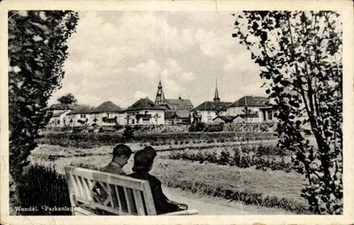Wendel. Parques — vista do vilarejo com igreja — Foto J. Beck, Stuttgart-Bad Cannstatt