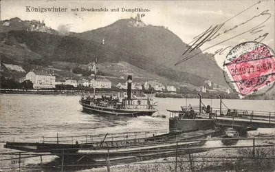 Königswinter com Drachenfels e barco a vapor — editor não identificado, n° de série 126900