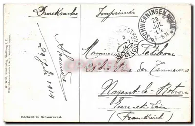 Hochzeit im Schwarzwald — W. Weiss — W. Wall, Kunstverlag, Straßburg — Rückseite