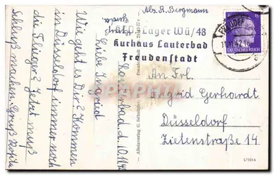 Freudenstadt — Macktplatz com fonte da Justiça — Alltäinverlag G. Schnitzler — Verso