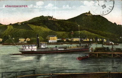Königswinter — vista do porto com navio a vapor — editor Loibei