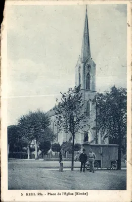 Kehl Rh. - Praça da Igreja [Kirche] — Editor G. Zwicky, n°5