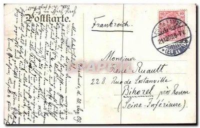 Kasztanowiec — Scena zimowa z saniami — wydawca René Wehrli & Wilhelm Castel, nr 159 — Rewers