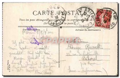 Caserne Charner — Saint-Brieuc — editor J. Brièuc, n° 156 — Verso