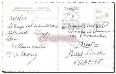 Oberammergau - Geroldhaus — frescos murais do luthier J. Zwink — editor Dr. Greiff, n° 618 — Verso