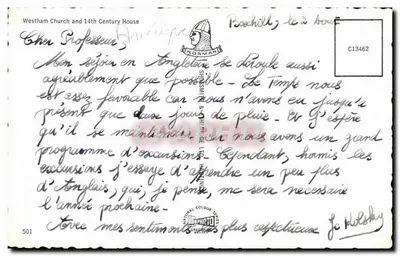 Kościół Westham i dom z XV wieku — seria Natural Colour — Shoemate & The Philatelic Ltd — Rewers