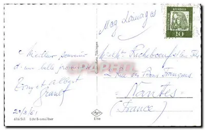 Baden-Baden — Vista geral, castelo antigo, Kurhaus, sala de jogos — editor ENE, n° 616/561 — Verso
