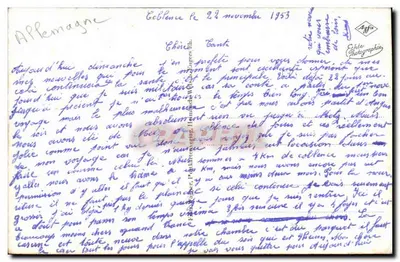Nieder- und Oberlahnstein/Rh. (Lahnmündung) — vista aérea do confluente — editor não visível, n° 52 — Verso