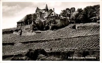 Bad Kreuznach, Kauzenburg — castelo em colina e vinhedos — Gabr. Metz, Töbingen