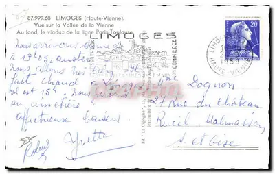 A Garça — Vista da Vale da Vienne — Ed. 'A Garça', Limoges — Verso
