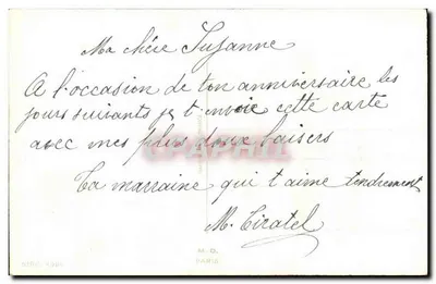 Mata de rosas — Aniversário — M.D. Paris, série 4.006 — Verso