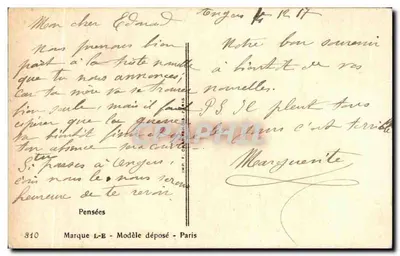 Pensy — kolorowe kwiaty — Alillot, IMP. F. C. BOURGEOIS PARIS, n° 310 — Rewers