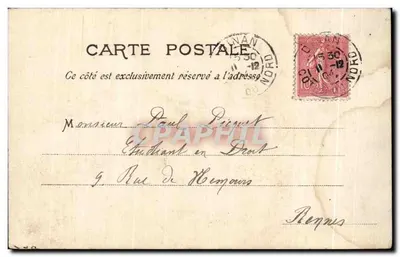 Soldado em uniforme — cartão postal humorístico — E.R. PARIS Dépôt — Verso