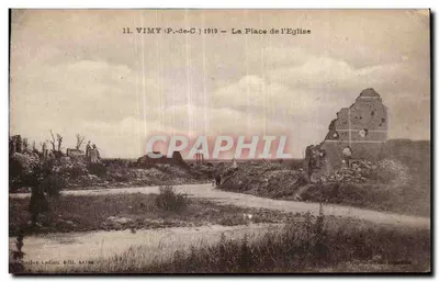 Vimy (P.-de-C.) 1910 — A Praça da Igreja — Charles Lodieu, editor Arras