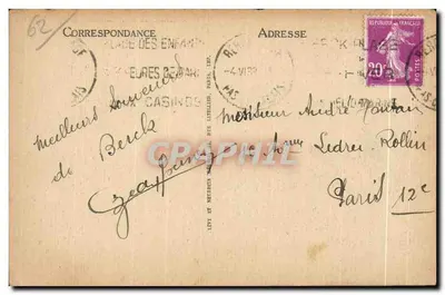 Berck-Plage — Sbarco dei passeggieri — LL, n°34 — Verso