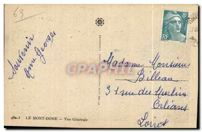 Mont-Dore — Ogólny widok — Cie des Arts Photographiques, Paryż — Rewers