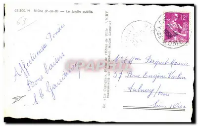 Ogród publiczny — Riom (Puy-de-Dôme) — Wyd. La Cigogne — Rewers