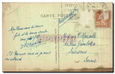 Royat-les-Bains — Vue prise du Viaduc — g.d'o. - 1166 — Verso